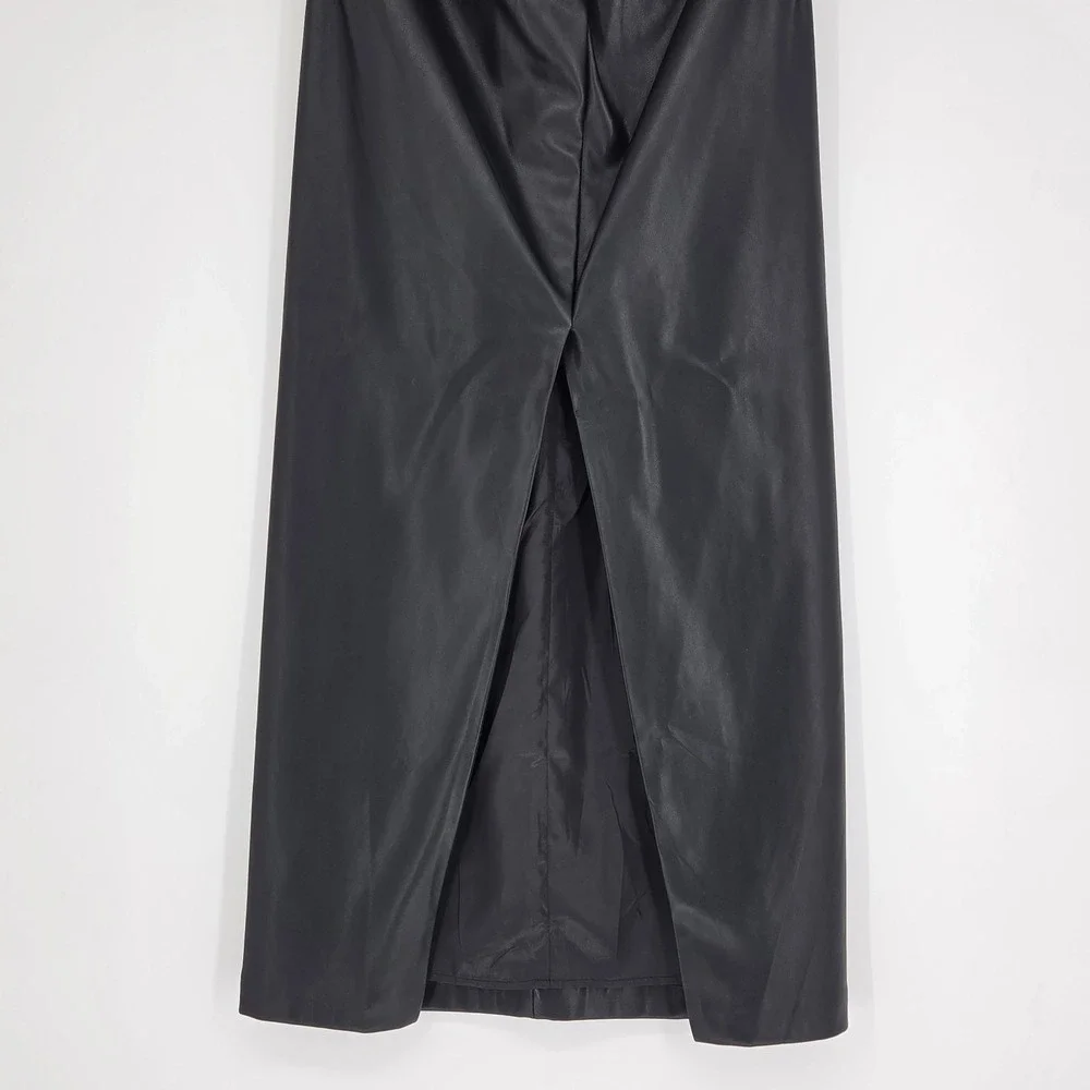 Mango Knotted Faux Leather Maxi Skirt Small Minimalist Winter Whimsigoth Black